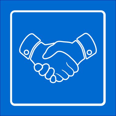 El sıkışma işareti simgesi. Başarılı iş sembolü. Düz tasarım stili.