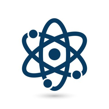Atom işareti simgesi. Atom bölümü simgesi. Düz tasarım stili.