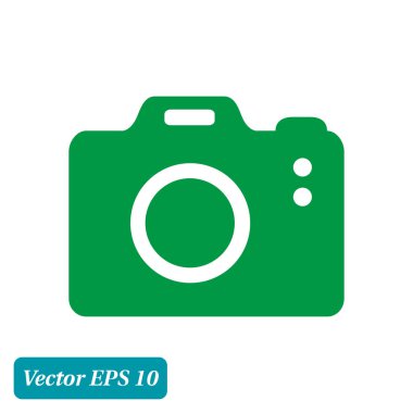 Fotoğraf kamera simgesi. DSLR kamera işareti simgesi. Dijital fotoğraf makinesi. Düz tasarım stili. 