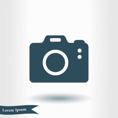 Fotoğraf kamera simgesi. DSLR kamera işareti simgesi. Dijital fotoğraf makinesi. Düz tasarım stili. 