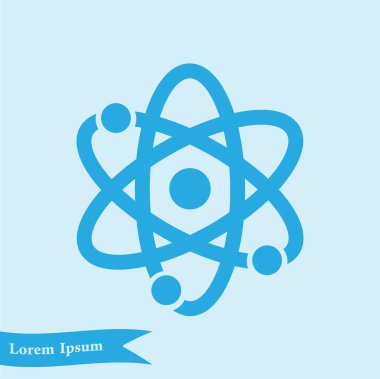 Atom işareti simgesi. Atom bölümü simgesi. Düz tasarım stili.