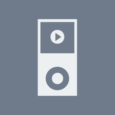 Taşınabilir kitle iletişim araçları oyuncu simgesi. Düz tasarım stili. 