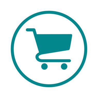 Grafik alışveriş düz simgesi. Bir ürünü Sepete Ekle.