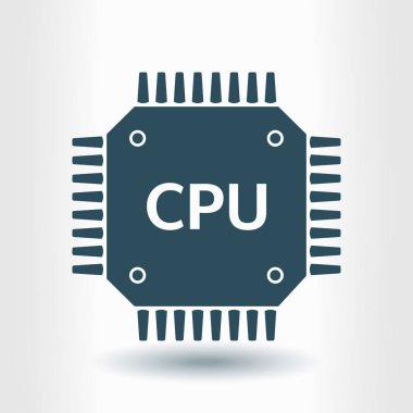 Devre kartı simgesi. Teknoloji düzeni kare simgesi. Düz tasarım stili.