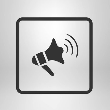Yakında simge megafon. Hoparlör simgesi. Haberler ve acil reklamlar.