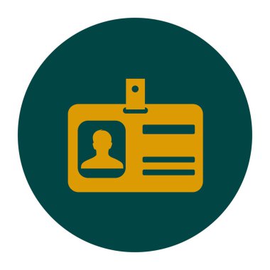 Kimlik kartı simgesi. Konferans katılımcı rozeti. Düz tasarım stili. 