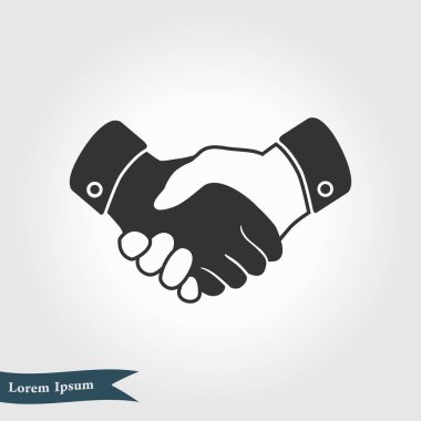 El sıkışma işareti simgesi. Başarılı iş sembolü. Düz tasarım stili.