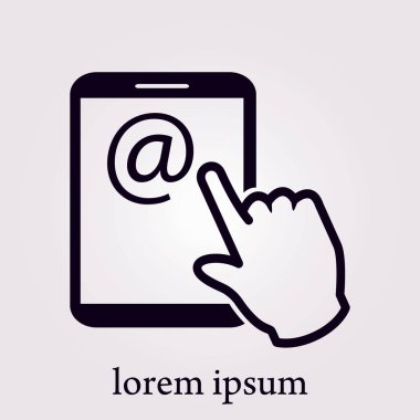 Değmek perde tablet Pc işareti simgesi. El işaretçi simgesi. Posta ekran Tablet PC.