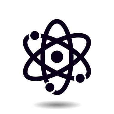 Atom işareti simgesi. Atom bölümü simgesi. Düz tasarım stili.