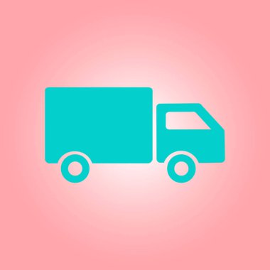 Teslimat kamyonu işareti simgesi. Kargo van sembolü. Sevk irsaliyelerini ve ücretsiz teslim. Düz stil. Vektör.