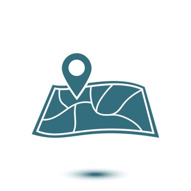 harita ve PIN, vektör çizim basit simgesi