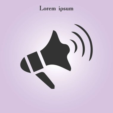 Yakında simge megafon. Hoparlör simgesi. Haberler ve acil reklamlar.