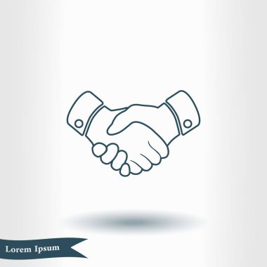 El sıkışma işareti simgesi. Başarılı iş sembolü. Düz tasarım stili.