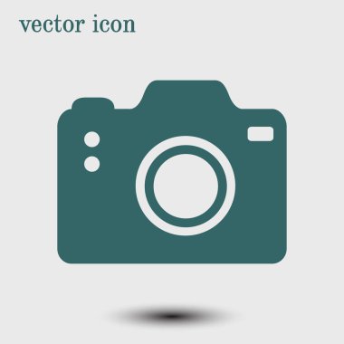 Fotoğraf kamera simgesi. DSLR kamera işareti simgesi. Dijital fotoğraf makinesi. Düz tasarım stili. 