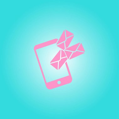 Akıllı telefon e-posta veya sms simgesi. Mobil posta işareti simgesi.
