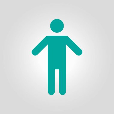 İnsan erkek işareti simgesi. Erkek tuvalet. Düz stil. Her iki biyolojik cinsiyetten temsil etmek için kullanılan bir piktogram cinsiyet semboldür.