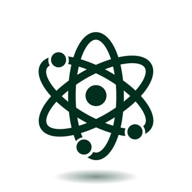Atom işareti simgesi. Atom bölümü simgesi. Düz tasarım stili.