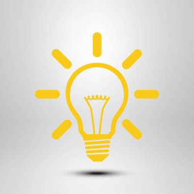 Işık lamba işareti simgesi. Fikir ampul simgesi. Düz tasarım stili.