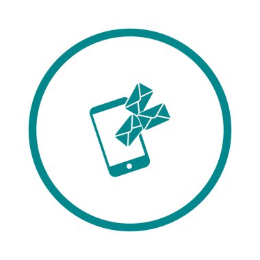 Akıllı telefon e-posta veya sms simgesi. Mobil posta işareti simgesi.