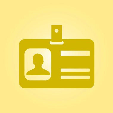 Kimlik kartı simgesi. Konferans katılımcı rozeti. Düz tasarım stili. 