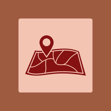 harita ve PIN, vektör çizim basit simgesi