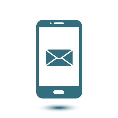 Akıllı telefon e-posta veya sms simgesi. Mobil posta işareti simgesi.