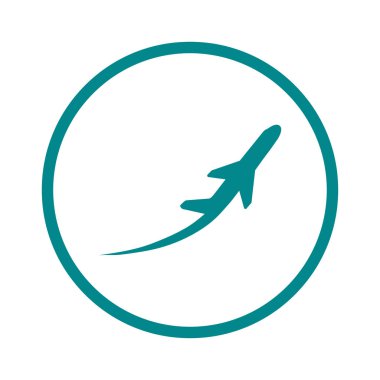 Uçak uçuş biletleri hava sinek seyahat kalkış siluet öğesi. Uçak sembolü. Seyahat etmek simge. Düz tasarım.