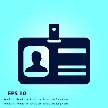 Kimlik kartı simgesi. Konferans katılımcı rozeti. Düz tasarım stili. 