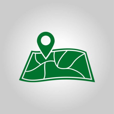 harita ve PIN, vektör çizim basit simgesi