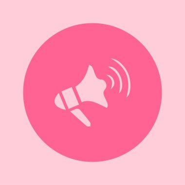 Yakında simge megafon. Hoparlör simgesi. Haberler ve acil reklamlar.