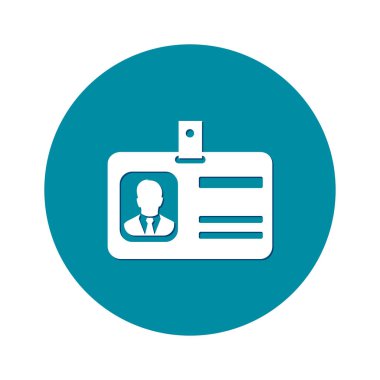 Kimlik kartı simgesi. Konferans katılımcı rozeti. Düz tasarım stili. 