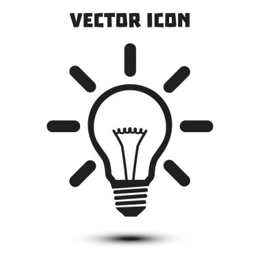 Işık lamba işareti simgesi. Fikir ampul simgesi. Düz tasarım stili.