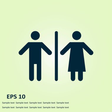 WC işareti simgesi. Erkek ve kadın tuvalet. Düz tasarım.
