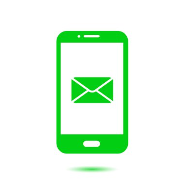 Akıllı telefon e-posta veya sms simgesi. Mobil posta işareti simgesi.
