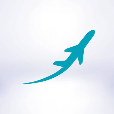 Uçak uçuş biletleri hava sinek seyahat kalkış siluet öğesi. Uçak sembolü. Seyahat etmek simge. Düz tasarım.