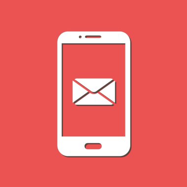 Akıllı telefon e-posta veya sms simgesi. Mobil posta işareti simgesi.