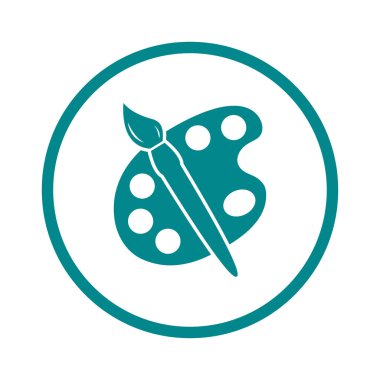 Boya fırça paleti simgesi ile. Düz tasarım stili.