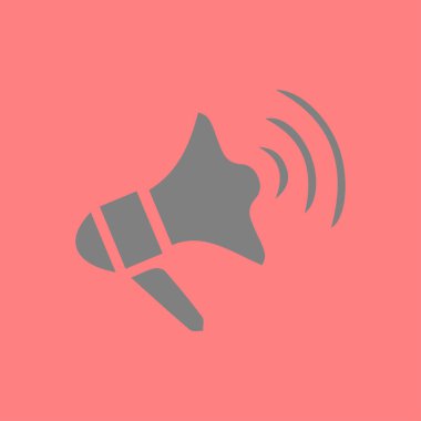 Yakında simge megafon. Hoparlör simgesi. Haberler ve acil reklamlar.