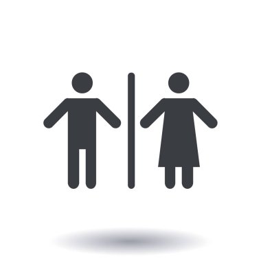 WC işareti simgesi. Erkek ve kadın tuvalet. Düz tasarım.