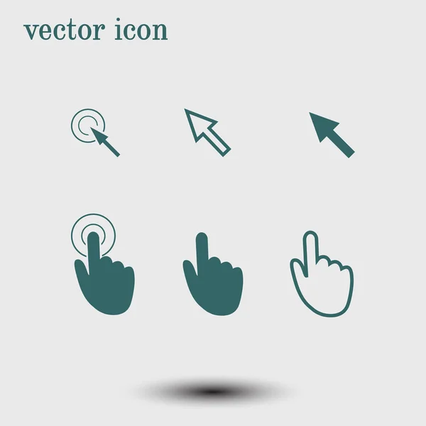 Icônes Pointeur Curseur Cliquez Sur Appuyer Toucher Les Actions Style — Image vectorielle
