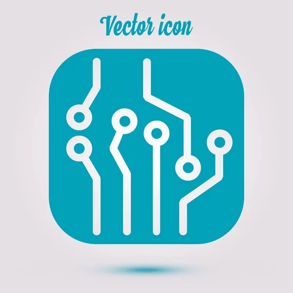 Icono Placa Circuito Esquema Tecnología Símbolo Cuadrado Estilo Diseño Plano — Vector de stock