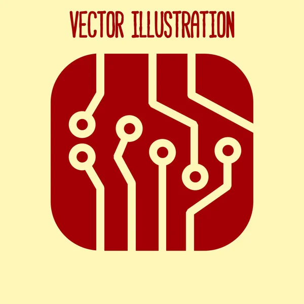 Leiterplattensymbol Technologie Schema Quadratischen Symbol Flacher Designstil — Stockvektor