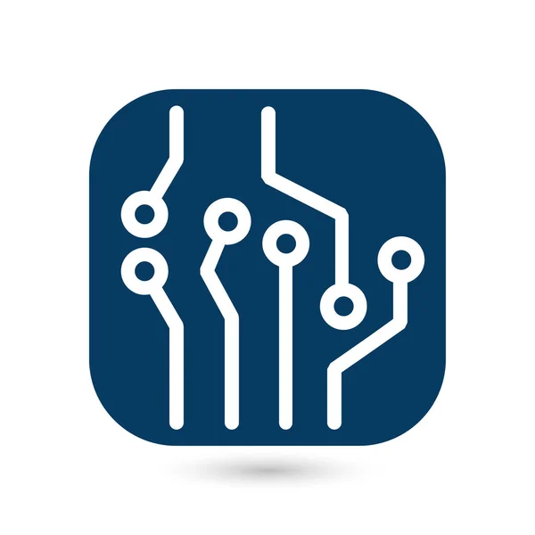 Icono Placa Circuito Esquema Tecnología Símbolo Cuadrado Estilo Diseño Plano — Archivo Imágenes Vectoriales