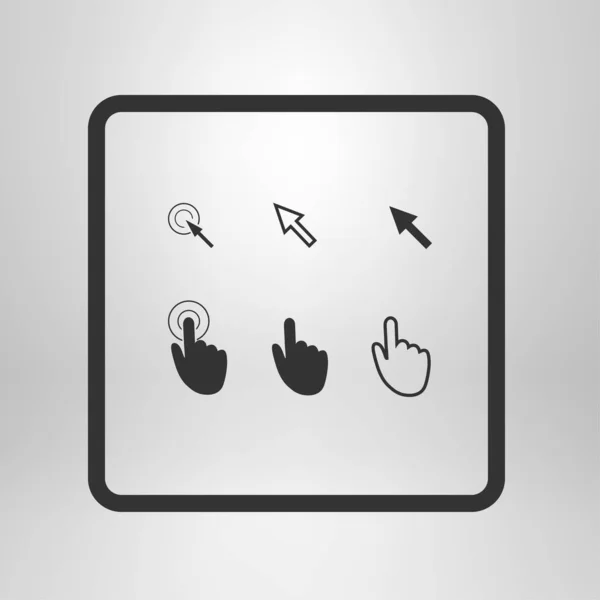 Cursor Pointer Icons Click Press Touch Actions Flat Style — Stock Vector