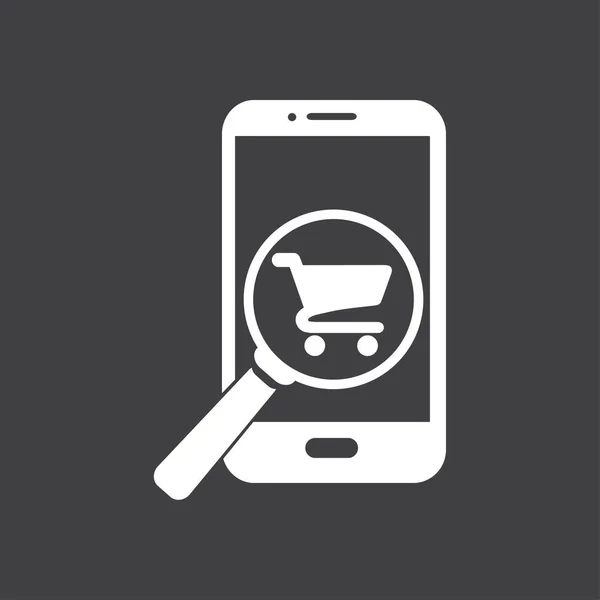 Vidro Procura Compras Telefone Inteligente Ícone Compras Online —  Vetores de Stock