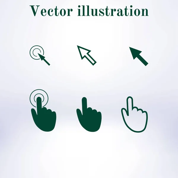 Cursor Zeiger Symbole Klicken Sie Auf Drücken Und Berühren Aktionen — Stockvektor