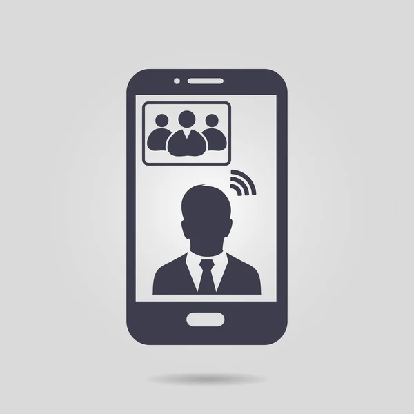 Smartphone Symbol Für Online Konferenzen Sprach Und Videokonferenzen Über Smartphones — Stockvektor