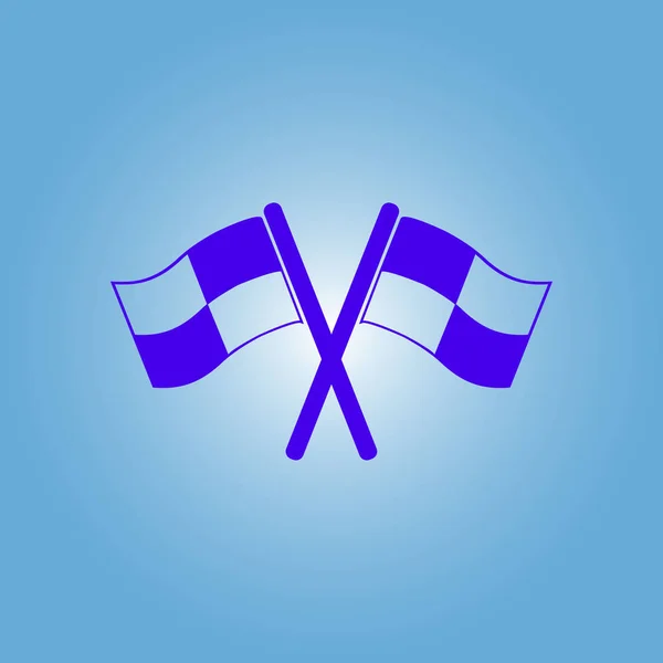 Flaggikonen Läge Markörsymbol Rutiga Flaggor Logga Platt Designstil — Stock vektor