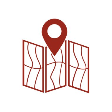 harita ve PIN, vektör çizim basit simgesi