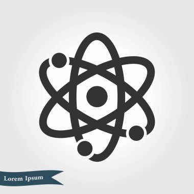 Atom işareti simgesi. Atom bölümü simgesi. Düz tasarım stili.